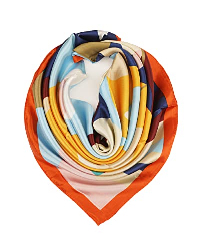 YOUR SMILE Silk Like Scarf Women's Fashion Pattern Large Square Satin Headscarf Headdress - color: 120