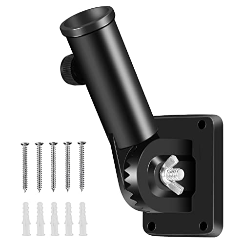 Flag Pole Holder Brackets, BONWIN 1" Flag Pole Mounting Bracket with Hardwares for House Wall Porch, 1" Inner Diameter, 180° Adjustable Multi Positions, Aluminium Alloy(1 Pack Black, Multi-Positions) - color: Black - 1 Pack