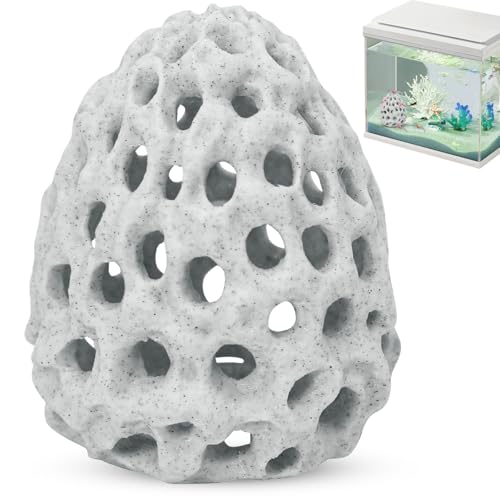 HINGTAI Shrimp Dome Hide Betta Habitat Fish Tank Tunnel with Suction Cup Aquarium Fish Cave Hideout Ornament Accessories for Shrimp Guppy Hiding Resting White - color: White
