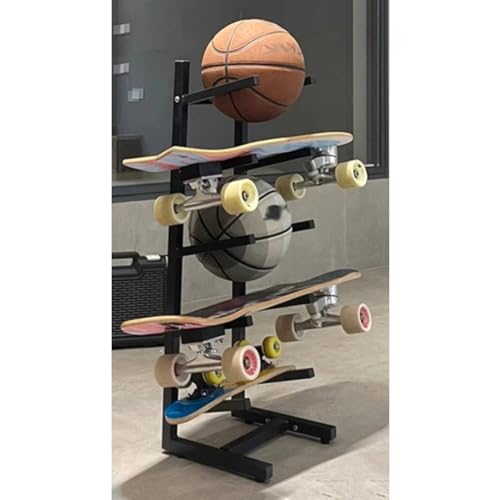 Rygcrud Floor Stand Skateboard Racks, Indoor Snowboard Storage for Skis/Longboard/Scooter, Commercial Display Rack Sports Mat Holder for Home, Garage, Gym(3 Tiers/H:51 CM) - size: 3 tiers/H:51 CM