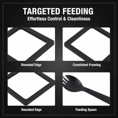 Floating Fish Feeding Ring Set, Square, 3 Sizes, Aquarium Decoration Interception Tool for Duckweed Control and Food Spread Prevention, with Spoon, Guppy Friendly