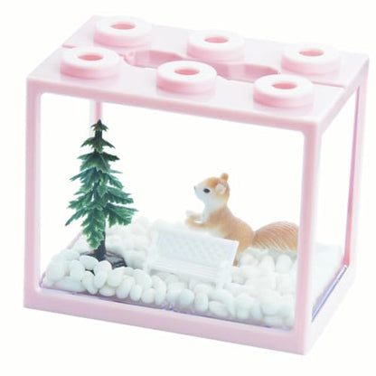 Small Sea Monkey Tank, Stackable Mini Betta Fish Tank Tinny Aquarium Kit with Aquarium Gravel, Moss Ball Tank Shrimp Tank 0.27 Gallon Acrylic Cube Fish Bowl for Shrimp Snails - color: Pink