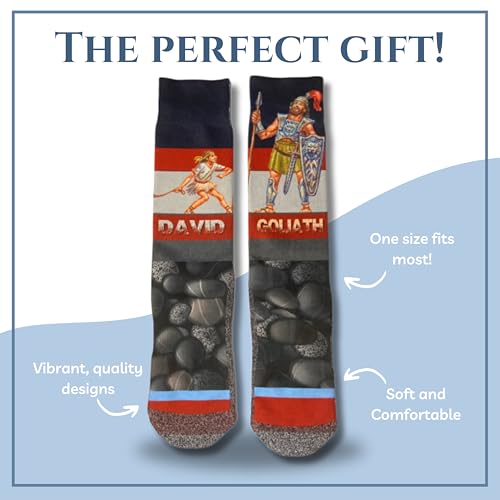 Men's – Christian Crew Socks for Men with Scripture | Moisture-Wicking | Easter Gift Idea - color: David & Goliath