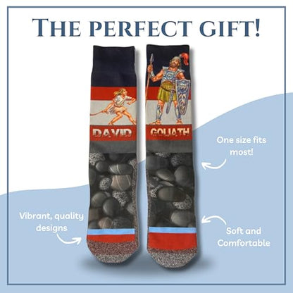 Men's – Christian Crew Socks for Men with Scripture | Moisture-Wicking | Easter Gift Idea - color: David & Goliath