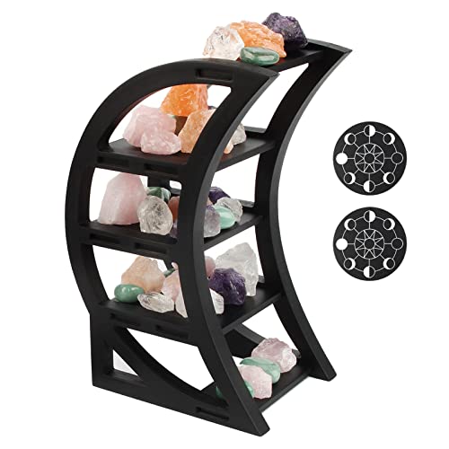 Crescent Moon Shelf Crystal Shelf Display Holder Black Shelves for Goth, Boho Decor for Room,Table, Wiccan Decor,Moon - color: Black
