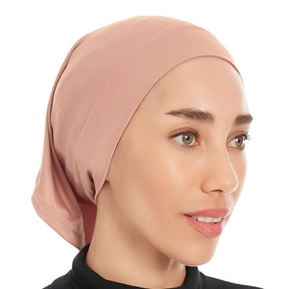 Hijab Caps Underscarf for Women – Black Hijab Cap Underscarf Turban Dreadlocks Tube – Muslim Accessories Headscarf - color: Light Brown