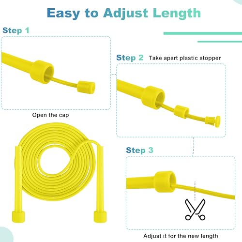 Aodaer PVC Skipping Rope Adjustable Jump Rope for Kids Multicolor Jump Rope Bulk with Plastic Handles Lightweight for Outdoor Fitness Exercise and Weight Loss, Training and Racing