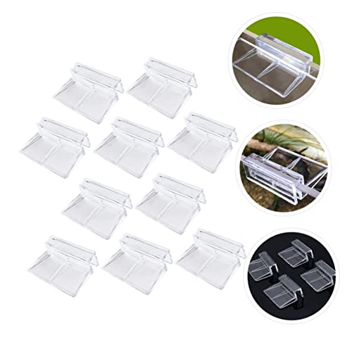 WOONEKY 10pcs Acrylic Fish Tank Support Clips Durable Aquarium Brackets for Glass Covers Safe for Fish and Pets for Open Tanks and Turtle Habitats