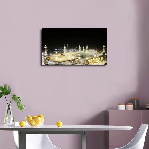 Islamic Canvas Wall Art Print Pilgrimage To Mecca Poster on Canvas Art Print, Wall Art for Living Room, Bedroom, Home Corridor Apartment Decor (12x18inch Unframed) - size: 12x18inch Unframed