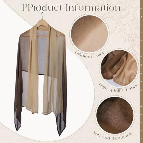 Geyoga Ombre Hijab Head Scarf for Women Muslim Modal Rayon Shawl Lightweight Soft Head Wrap - color: Almond,beige