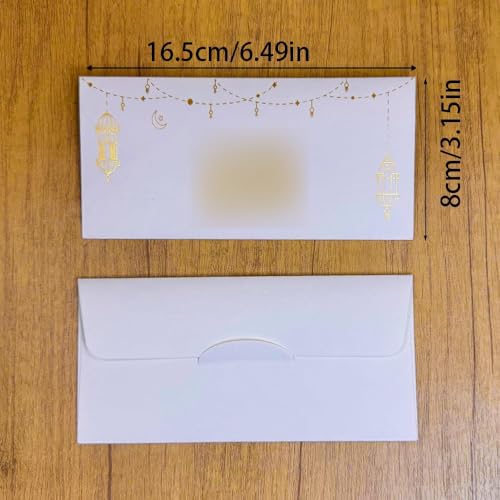 12PCS Eid Money Envelopes for Cash Gifts, Gold Foil Kraft Paper Eid Mubarak Cash Envelopes Shagun Eidi Envelopes for Ramadan Wedding Birthday Holiday Gift Giving