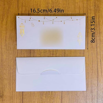 12PCS Eid Money Envelopes for Cash Gifts, Gold Foil Kraft Paper Eid Mubarak Cash Envelopes Shagun Eidi Envelopes for Ramadan Wedding Birthday Holiday Gift Giving