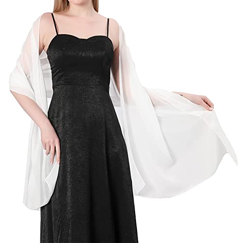 Ladiery Chiffon Shawl Wraps for Women Evening Dresses, Elegant Soft Sheer Shawls for formal dressy Bride Wedding - color: White(1)
