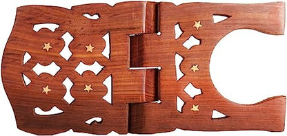 Wooden Book Holder Stand for Reading, Foldable Bible Stand, Quran Holder, Geeta Reading Rest, Hand Carved Religious Prayer Book Stand, Portable Wooden Book Display (10 x 4.5 Inches) - style: Bood Stand 1