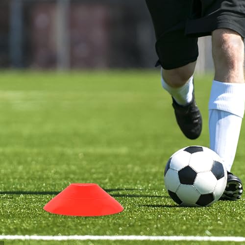 25pcs Soccer Training Cones Plastic Disc Markers Red for Football Agility Practice Equipment Training Accessories for Speed and Coordination Drills