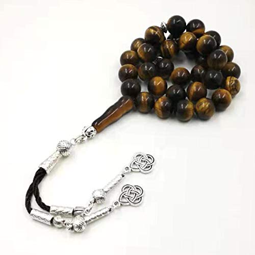 Natural Tiger Eyes tasbih Muslim Man misbaha Prayer Beads 33 66 99beads Arabic Fashion Rosary (8mm, 33 Beads) - color: 33 beads, size: 8mm