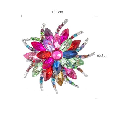 Rhinestone Sunflower Brooch Pin Red Pink Flower Brooch Stylish Crystal Brooch Elegant Clothing Hat Bag Accessories Jewerly for Women - color: Dark Green