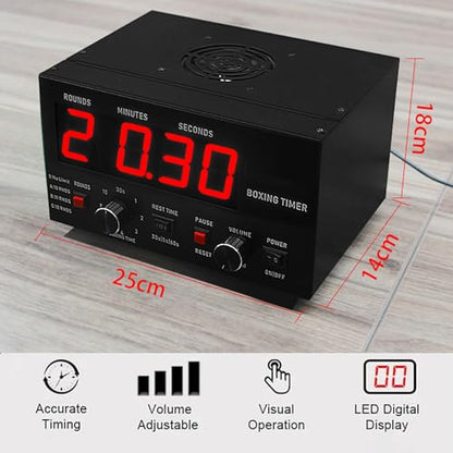 Big Screen Boxing Interval Timer, Classic Professional Gym Timer, Adjustable Sound/Training Time/Cycle Repetitions, Muay Thai Training Timer for Boxing, Muay Thai, Fighting, Taekwondo, Karate - color: Red