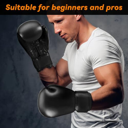 Boxing Gloves for Men and Women,PU Leather Breathable Pro Training Gloves,Hook and Loop Closure Boxing Training Gloves for Sparring MMA Kickboxing Muay Thai - size: 08 oz