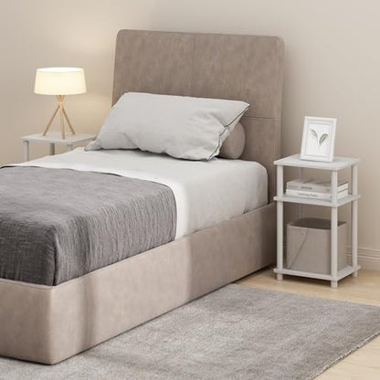 Furinno Just Turn-N-Tube Open Storage Nightstand, 1 Pack, 3-Tier, White/White - color: White/White, size: 1-Pack