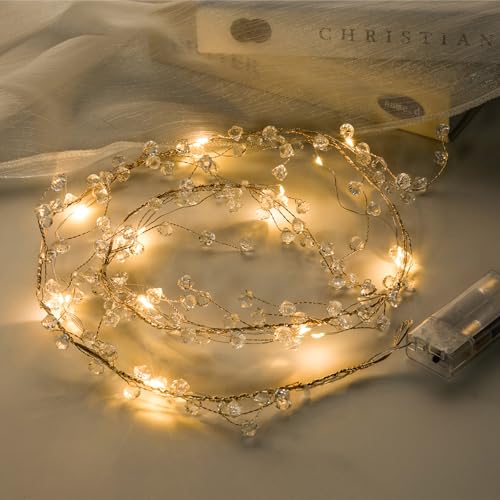 Diamond Beads String Strand with Fairy Lights Battery Operated 3.94Ft, 2pcs - color: Diamond- Lights, size: 3.94ft per/2pcs total