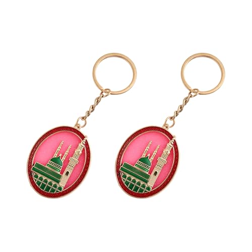 Pack Of 2 Zincs Alloy Islamics Art Inspired Keychains Middle Eastern Moons Festival Cultural For Ramadans Eid - color: Red 1
