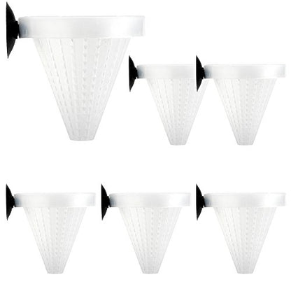 6PCS Aquarium Live Red Worm Cone Feeder Plastic Frozen Brine Shrimp Fish Food Feeding Cup for Fish Tank with Suckers