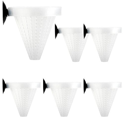 6PCS Aquarium Live Red Worm Cone Feeder Plastic Frozen Brine Shrimp Fish Food Feeding Cup for Fish Tank with Suckers