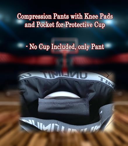 Compression Pants with Knee Pads and Protective Cup for Mens in Baseball Football Lacrosse MMA Basketball and Hockey, Black. - color: Legging Only, size: 3X-Large