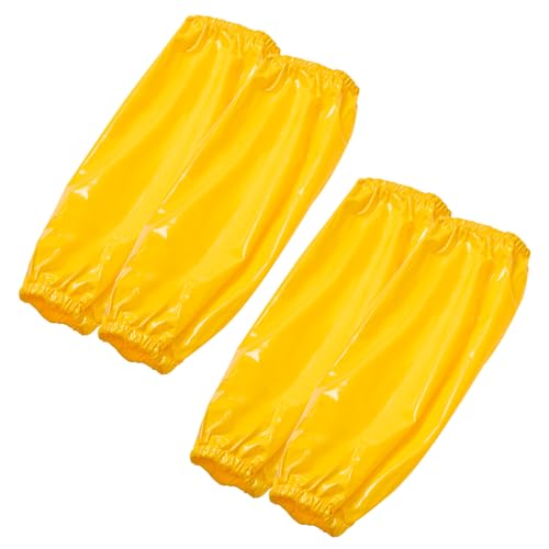 Yzurbu 2 Pairs Arm Sleeves Covers, Soft Waterproof Oil-proof Sleeves Protector for Arm with Elastic on Cuffs - color: Yellow - 2 Pairs