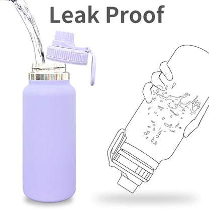 32 oz Insulated Water Bottle with Spout Lid - Double Wall Vacuum Sports Water Bottle - Powder Coated Cup for Gym Camping Hiking(Purple,1 pack) - color: Purple