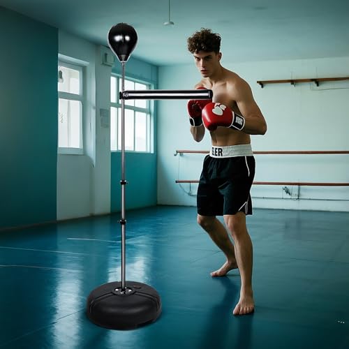 INNOLIFE Height Adjustable Boxing Bar, Boxing Spinning Bar with Punching Bag, Speed Trainer for Home Gym, Black