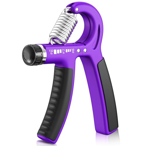 FitBeast Grip Strengthener 팔뚝 강화제, 근력 훈련 및 재활을 위한 조절 가능한 핸드 그립 강화제, 4.5-59.9kg(10-132파운드) 저항, 운동 선수 및 물리 치료에 이상적 (1개) - color: 퍼플.