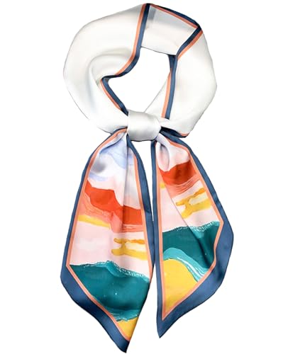 Hioyiwse Head Scarf Hair Neck Scarves For Women Purse Bag Scarfs For Handbags Silky Long Thin Satin Headscarf Fashion - color: B26-the Sun Declined Westward