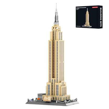 CAXIMSY Empire State Architecture Model Building Block Set for Adults New York's World Famous Landmark Architectural Toys Gift Kids and 1570 Pieces - style: Empire State Building