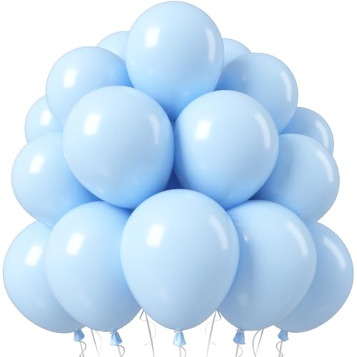 Jobkoo Pastel Blue Balloons 12 Inch, 50Pcs Light Baby Blue Latex Balloons - color: 02-blue-11