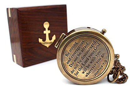 Compass with Stamped Wooden Case - style: Style 1