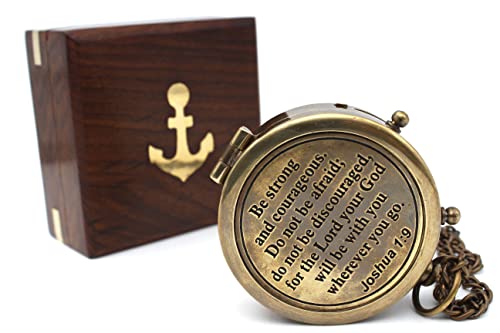 Compass with Stamped Wooden Case - style: Style 1