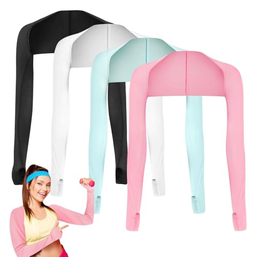 PHOGARY Cooling Shawl Arm Sleeves Sun Uv Protection Cooler Shrug, Comfortable & Breathable Anti-UV Arm Sleeves for Women - color: Black,white,blue,pink