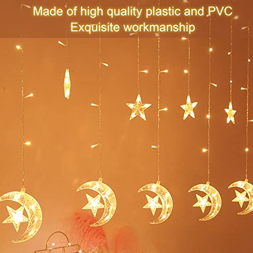 Gavigain Star Moon String Lights, 10ft 126 LED Ramadan String Lights Twinkle Star Moon Fairy Lights for Starry Night, Wedding, Party, Bedroom - color: original