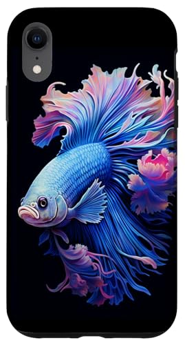 iPhone XR Betta Fish Mom Dad Aquarium Lover Watercolor Blue and Pink Case