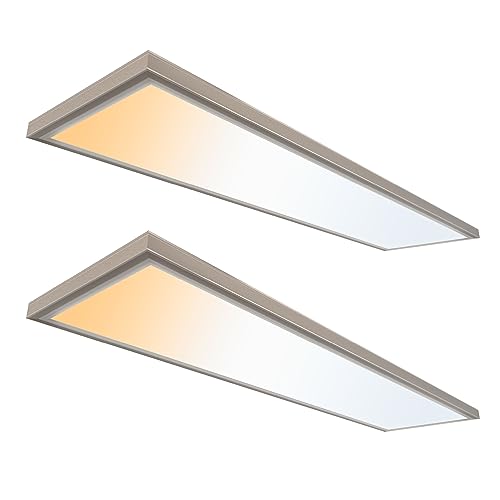 UltraLux 1x4 Surface Mount LED Panel TRIAC Dimmable 3CCT Brushed Nickel 2Pk - color: Brushed Nickel, size: 1X4 (2 Pack)