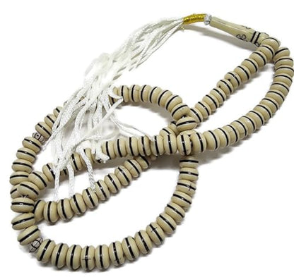 Islam Tasbih 99 Beads 8 mm. AMN-409 Muslim Prayer dhikr Misbaha Rosary with Beautiful Decorated Tassel Eid Ramadan Gift (Cream) - color: Cream