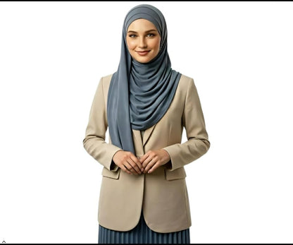 Cotton Modal Jersey Hijab with Matching Undercap, Women's Casual Style, 180cm × 70cm - color: Steel Blue