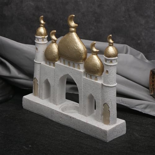 Gold and White Decorative Mosque Tower Islamics Eid Mubaraks Decors Table Ornament Ramadans Home Decorations Gift Islamics Mubaraks Decors