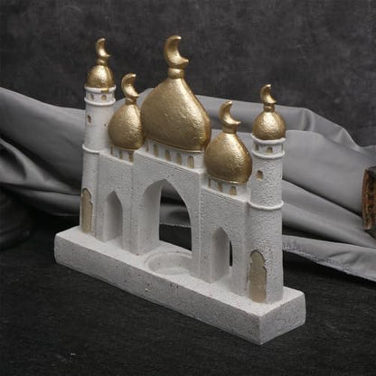 Gold and White Decorative Mosque Tower Islamics Eid Mubaraks Decors Table Ornament Ramadans Home Decorations Gift Islamics Mubaraks Decors