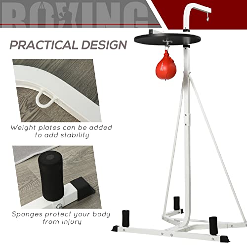 GOWE 2 in 1 Punching Bag Stand, Adjustable Height Heavy Bag Stand with Weighted Base and Speed Bag, Freestanding for Home Gym