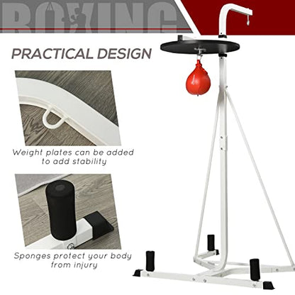 GOWE 2 in 1 Punching Bag Stand, Adjustable Height Heavy Bag Stand with Weighted Base and Speed Bag, Freestanding for Home Gym