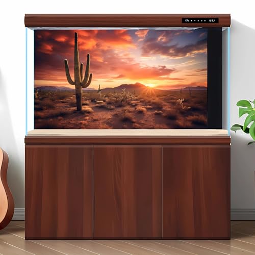 Sunset Desert Reptile Tank Background Majestic Saguaro Cacti Against Sunset Cloudy Sky Aquarium Background Barren Thorns Desert Jungle Natural Landscape Reptile Tank Terrarium Backgrounds 24x16in - size: 24(W)x16(H)inches/ 60(W)*40cm(H)