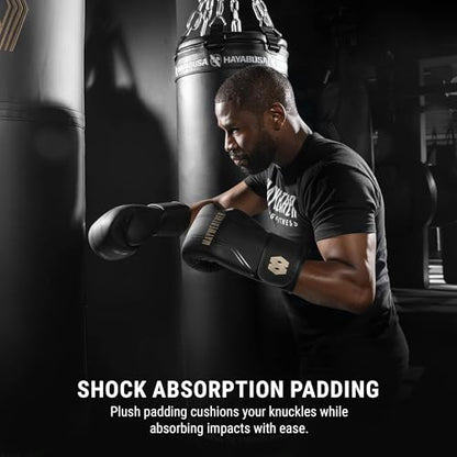 Hayabusa Mayweather Contender Boxing Gloves for Men and Women - color: Black/Gold, size: 10oz
